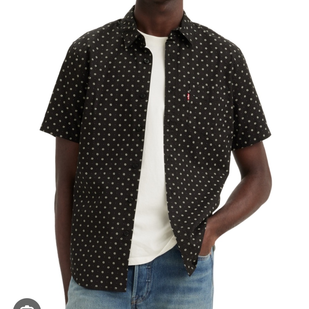 Levi’s Men’s Classic 1 Pocket Regular Fit Short Sleeve Shirt - Black Pattern
